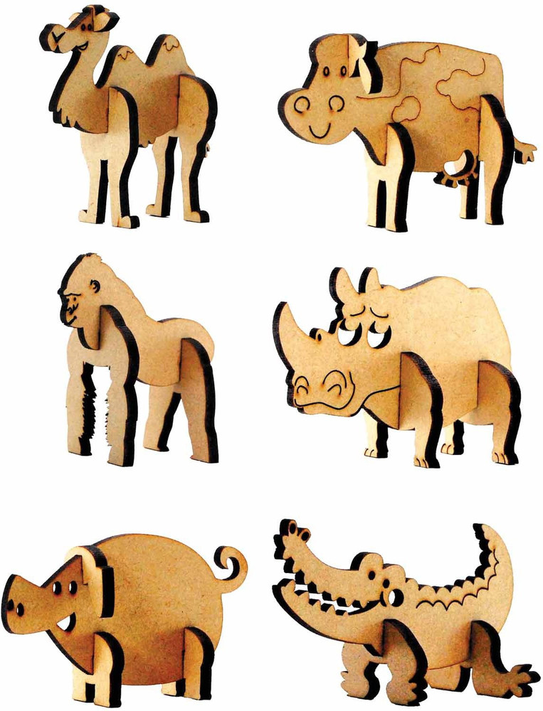 Spline AniMini Set 1 3D DIY Animals Wood Puzzle AniMini Set