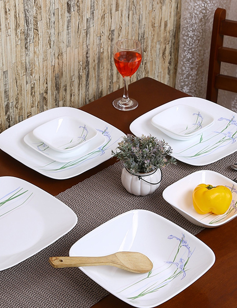 CORELLE Pack of 21 Glass Corelle Shadow Iris 21 SQ Pieces Dinner