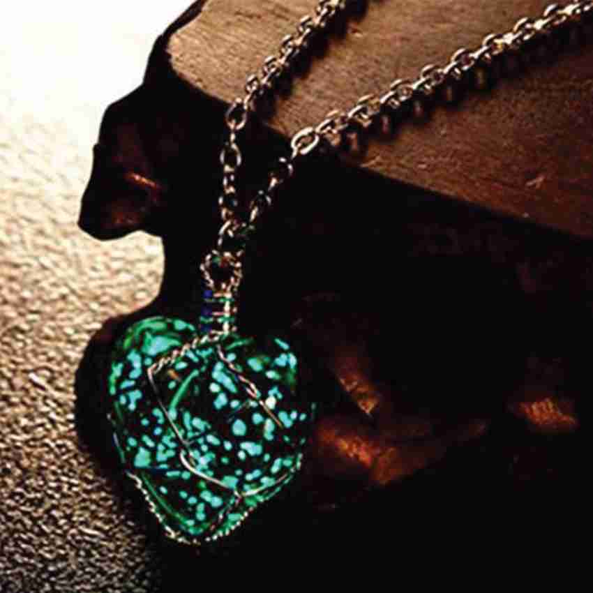 Crystal heart glow in the dark store necklace flipkart