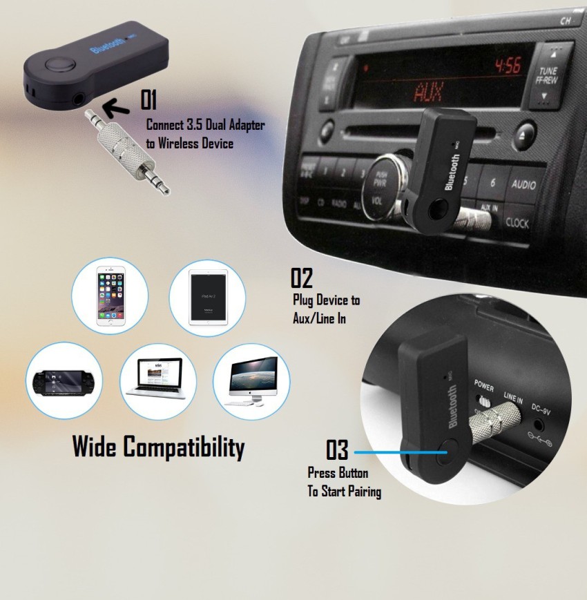 Black 3.5 Mm Audio Jack Car Bluetooth Adapter at Rs 148/piece in Delhi