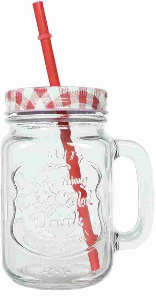 BUY SURETY Glass Straw Jar with Lid and Straw Summer Ice Cream Fruit Cold  Drinking Water Jars Cold Coffee Juice Cup Glass Mason Jar Price in India -  Buy BUY SURETY Glass