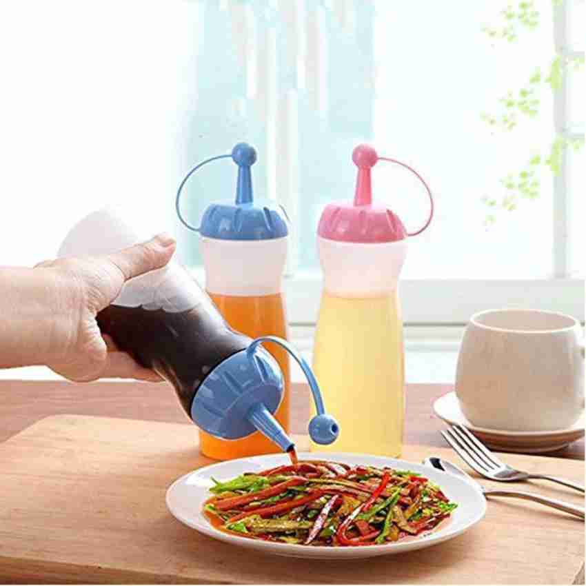 6 Plastic Squeeze Squirt Condiment Bottles Dispenser Ketchup Oil