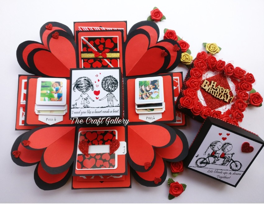 US IDEAL CRAFT Explosion Box Love Gift for Couple(16 Chocolate & 1 Red  Heart Box) without photo Greeting Card Price in India - Buy US IDEAL CRAFT Explosion  Box Love Gift for