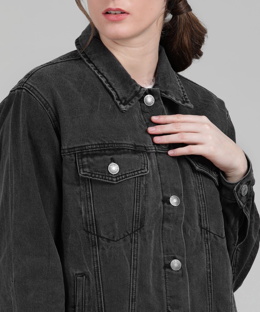 Forever 21  Jackets  Coats  Forever 2 Reworked Denim Shacket Womens Size  Medium Oversized Raw Hem Button  Poshmark