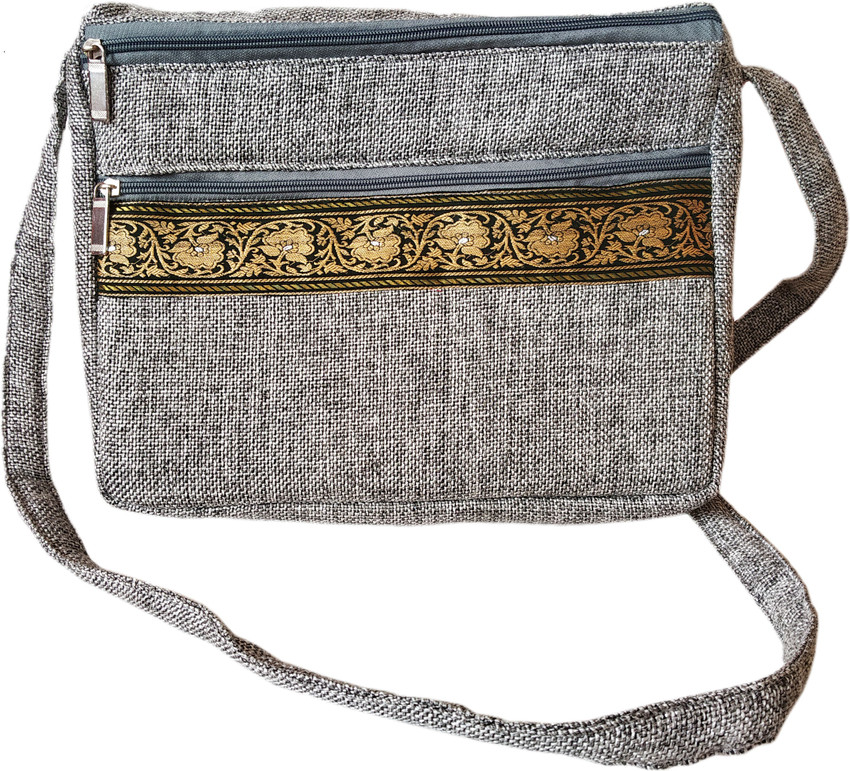 auk Grey Sling Bag Casual Jute Shabnam bag For Girl s Women s. Grey Price in India Flipkart