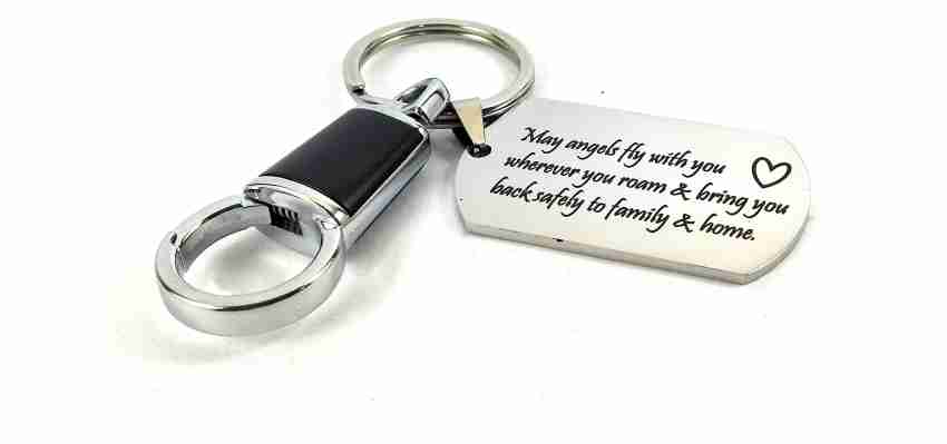 Streetsoul Drive Safe Message Engraved Keychain Stainless Steel Silver  Keyring on 2mm Tag Gift for Women & Men.