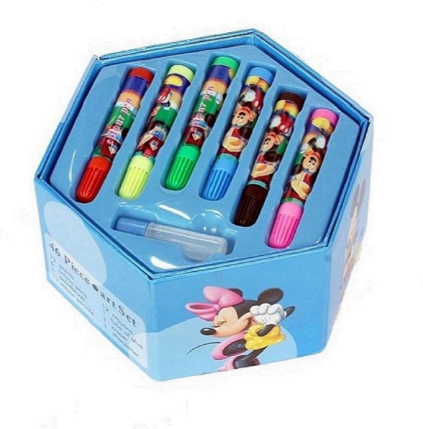 ADN 46 Pcs Drawing Set for Kids ,Set with Color Box, Pencil Colors Crayons  Colors Water Color Sketch Pens Set for Girls (PINK color box)