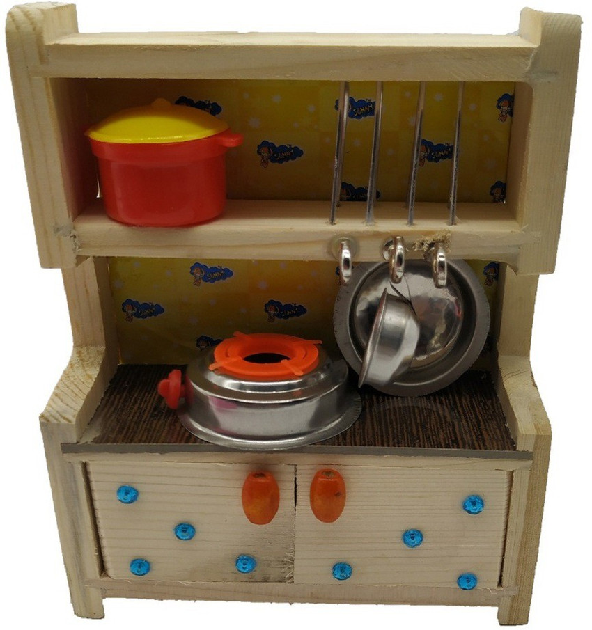 Steel toy top kitchen set