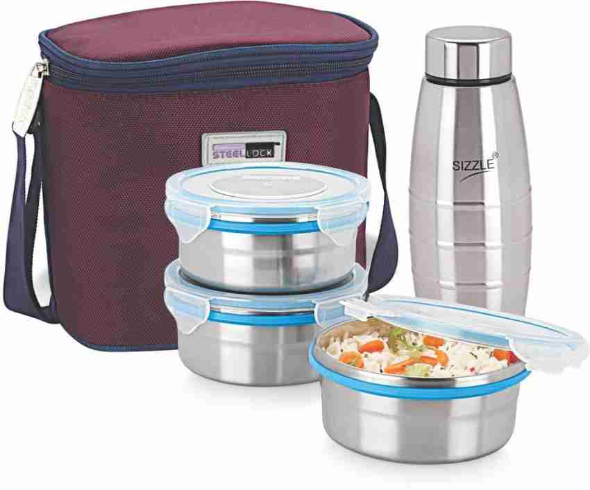 LocknLock) Food Containers Square Lunch Box Set / 3 Tier (with ice pack  -823