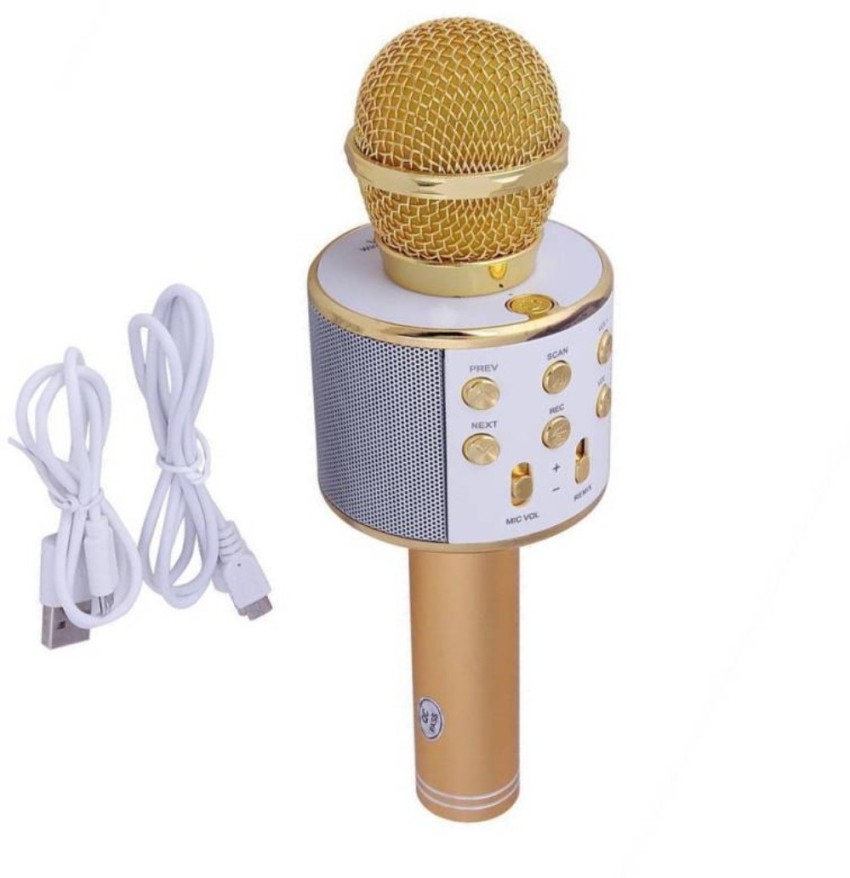 BUYWELL Gold Wireless Bluetooth Karaoke WS 858 Microphone Speaker