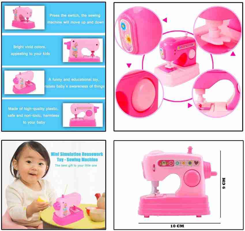 Kids Girl Simulation Children Sewing Machine Small Appliances Toy Sets  Pretend Toy Color:Pink