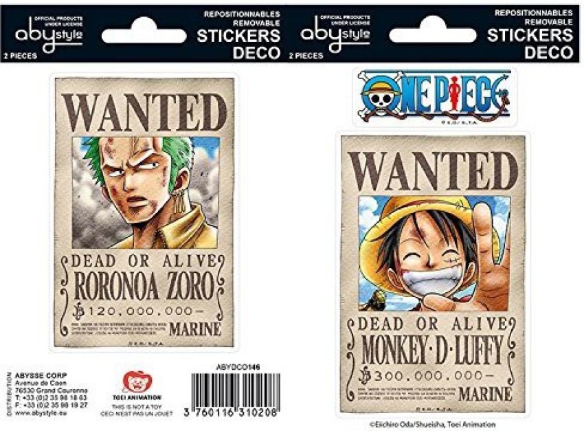 Abystyle One Piece Sticker Set: Wanted - Luffy & Zoro - One Piece