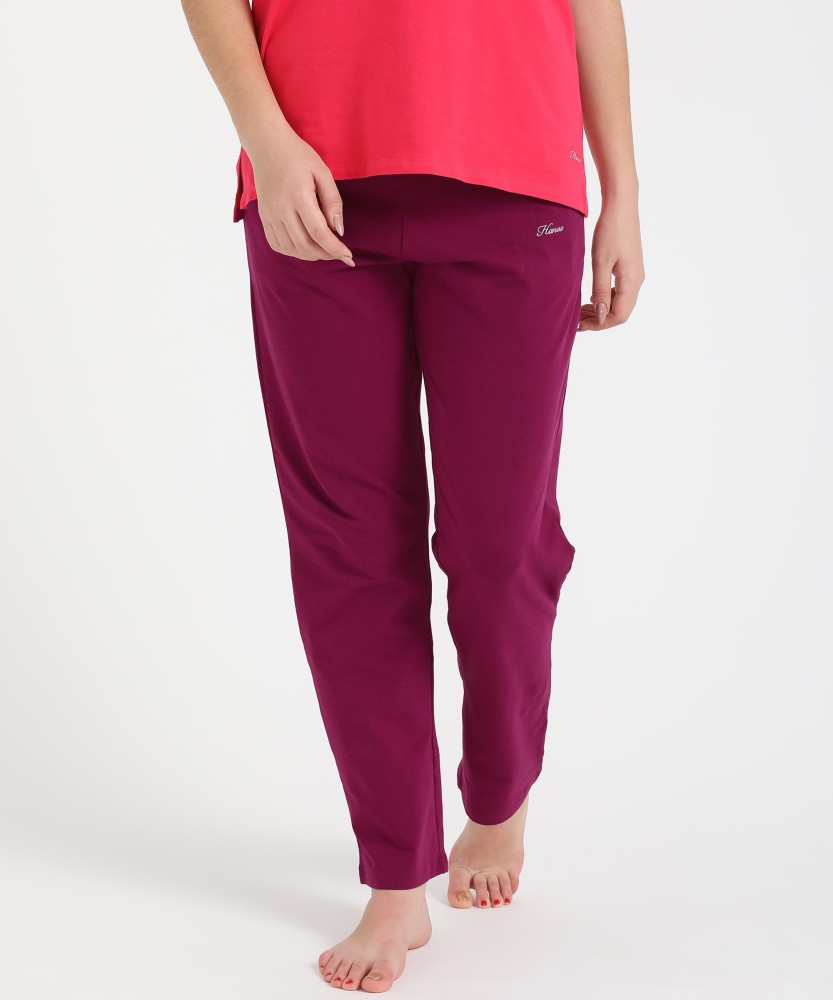 HANES Solid Women Pink Track Pants - Buy Maroon HANES Solid Women Pink  Track Pants Online at Best Prices in India