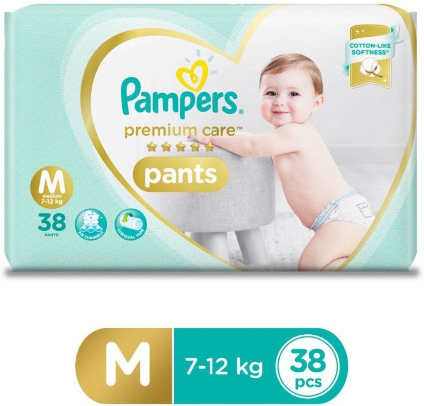 Pampers Premium Care Pants Diapers  M  Buy 68 Pampers Cotton Inner Cover Pant  Diapers for babies weighing  12 Kg  Flipkartcom