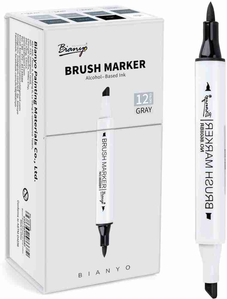 Bianyo Cool Greys Art Marker Pens- Dual Tip