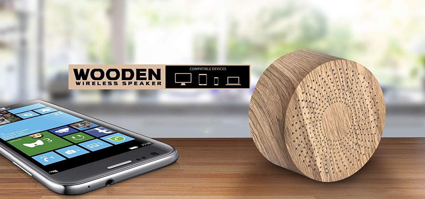 Buy xech Wooden Brown Wireless Portable Speaker with mic Pen Drive