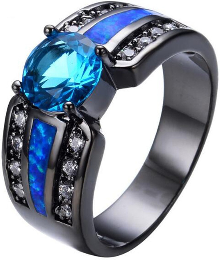 PEORA Middle Blue Stone Stainless Steel Cubic Zirconia Ring Price