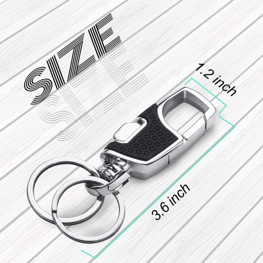 2 Key Rings Heavy Duty Stainless Steel Car Keychain for Men and
