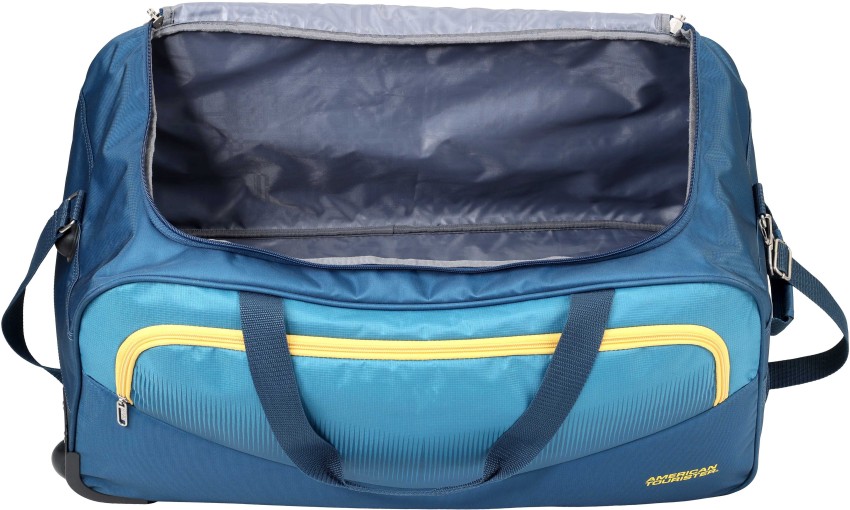 American Tourister Polyester 40 Cms Atom Wheel Duffle Bag, Blue :  .in: Fashion
