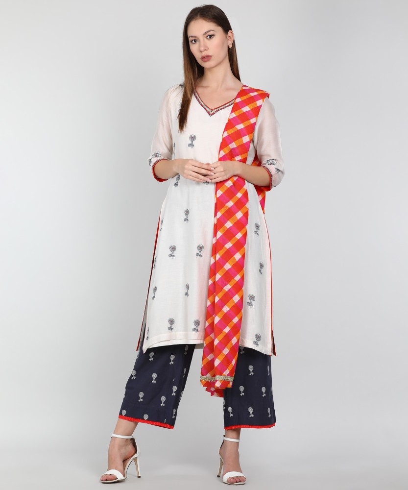 BIBA Printed Kurta Palazzo Dupatta Set Buy OFF WHITE BIBA Printed Kurta Palazzo Dupatta Set Online at Best Prices in India Flipkart