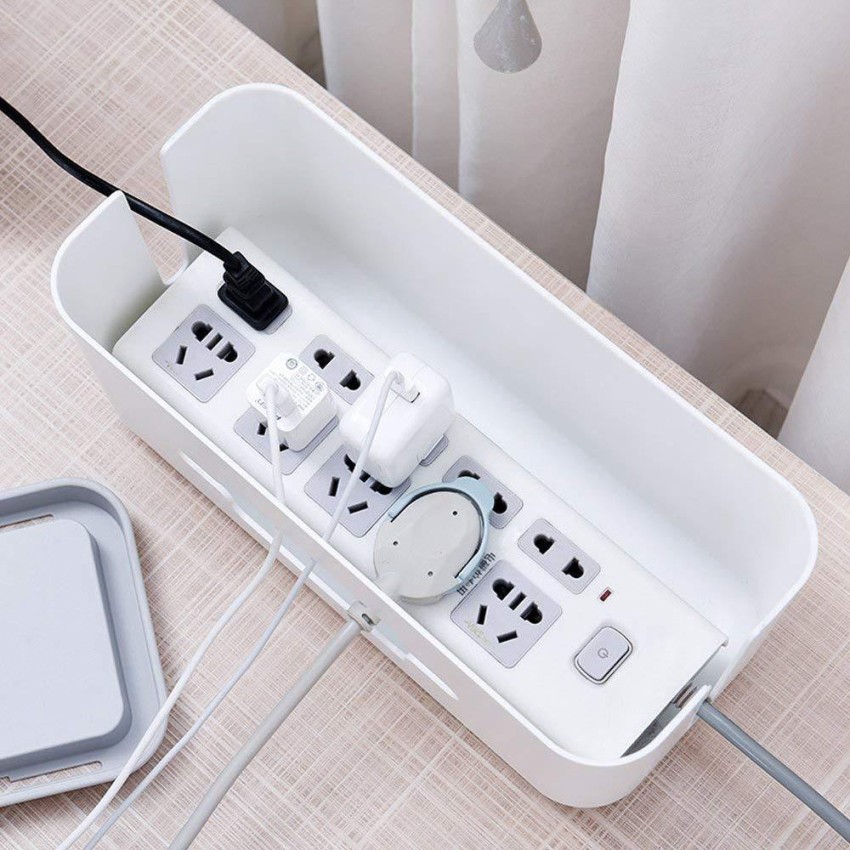 Xeekart 1 Compartments ABS Plastic Cable Management Box Organizer with  Smartphone Holder Wire, Charger Line, USB Network HUB Cable Management Box  - White - Cable Management Box Organizer with Smartphone Holder Wire  