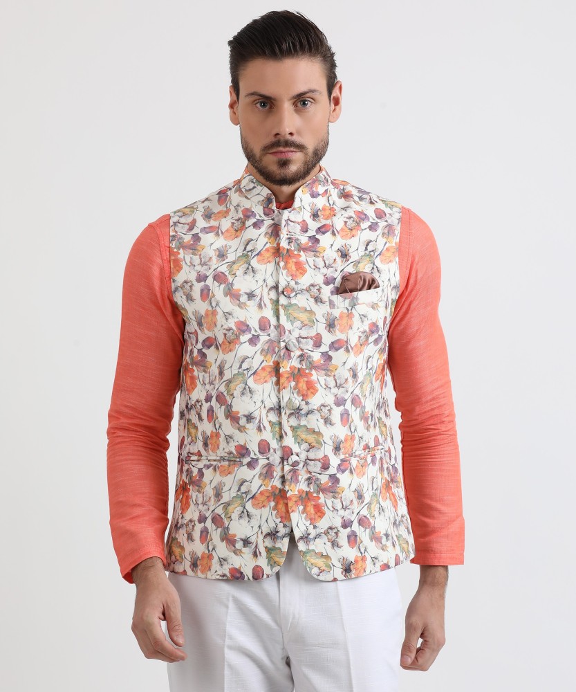 Floral printed shop nehru jacket