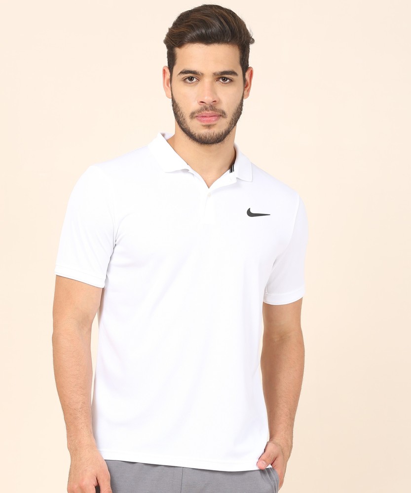 NIKE Solid Men Polo Neck White T-Shirt - Buy NIKE Solid Men Polo Neck White  T-Shirt Online at Best Prices in India