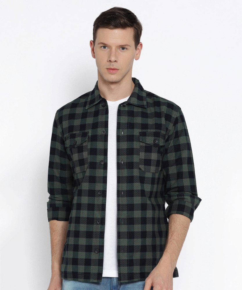 JACK JONES Men Checkered Casual Green Shirt Buy GREEN JACK JONES Men Checkered Casual Green Shirt Online at Best Prices in India Flipkart