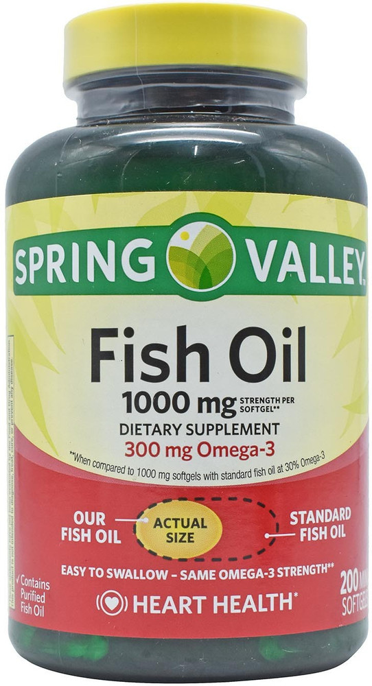 Spring Valley Fish Oil 1000mg Dietary Supplement 200 Mini