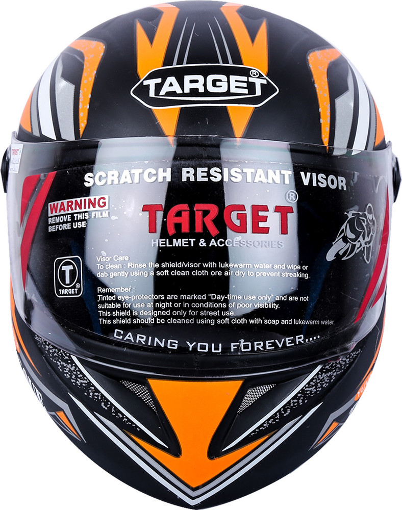 Target Black with Orange Designer ISI Certified Helmet Motorbike