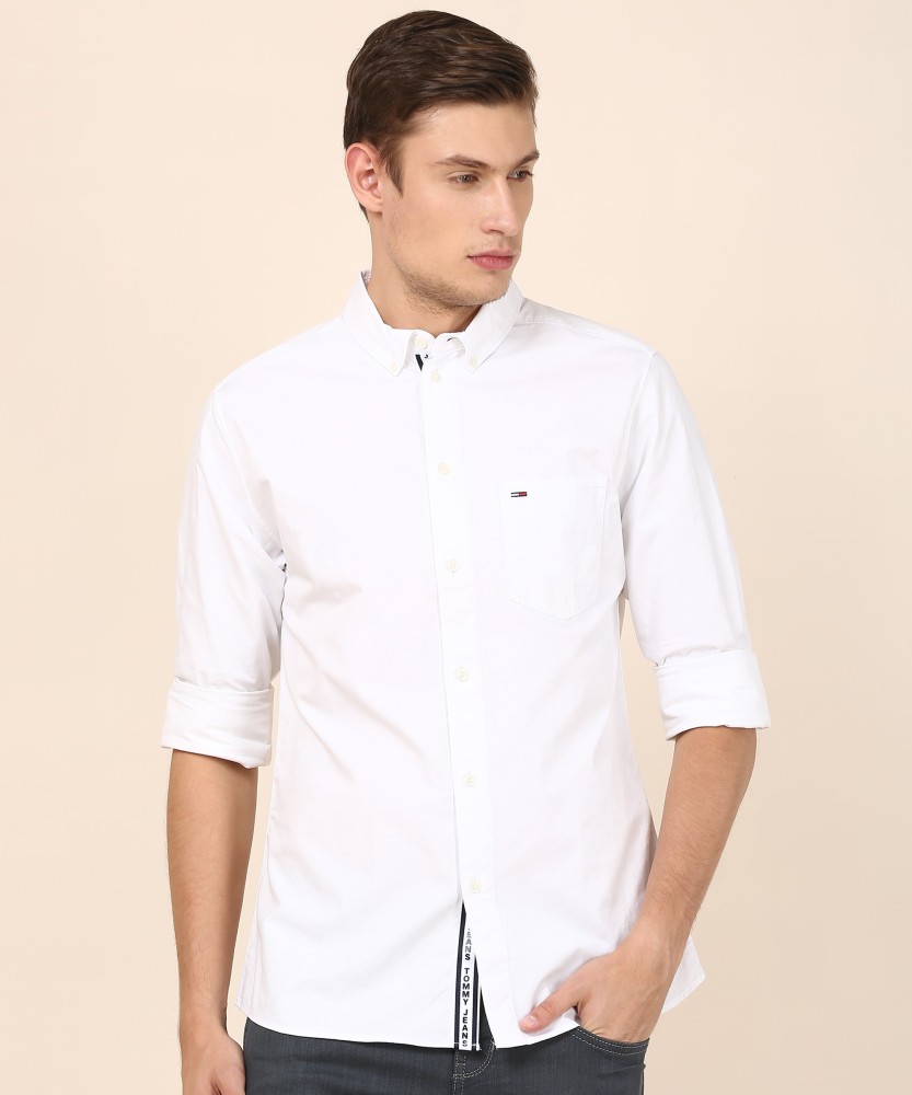 TOMMY HILFIGER Men Solid Casual White Shirt - Buy TOMMY HILFIGER