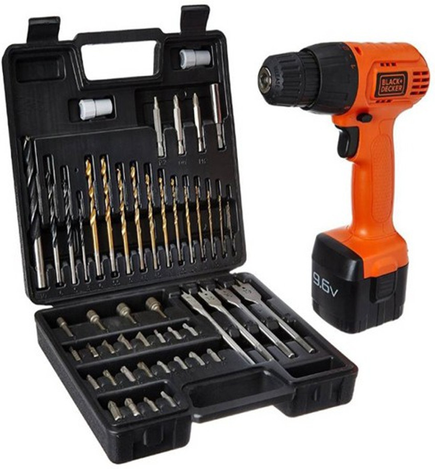 Black Decker 50 9.6 Volt Cordless Keyless Chuck Drill Driver Kit Orange 50 Accessories Angle Drill Price in India Buy Black Decker 50 9.6 Volt Cordless Keyless Chuck Drill