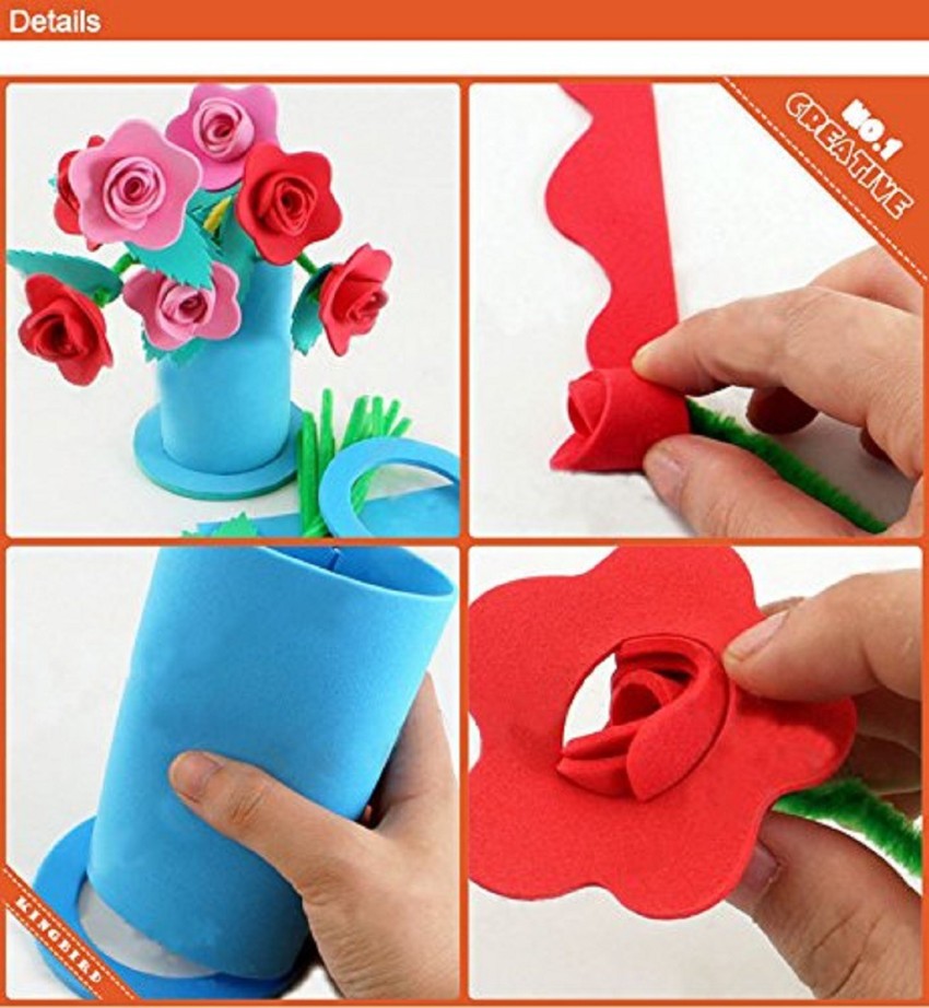 DIY Foam flowers making - diy glitter foam sheet craft ideas - how to make  small rose - eva foam 