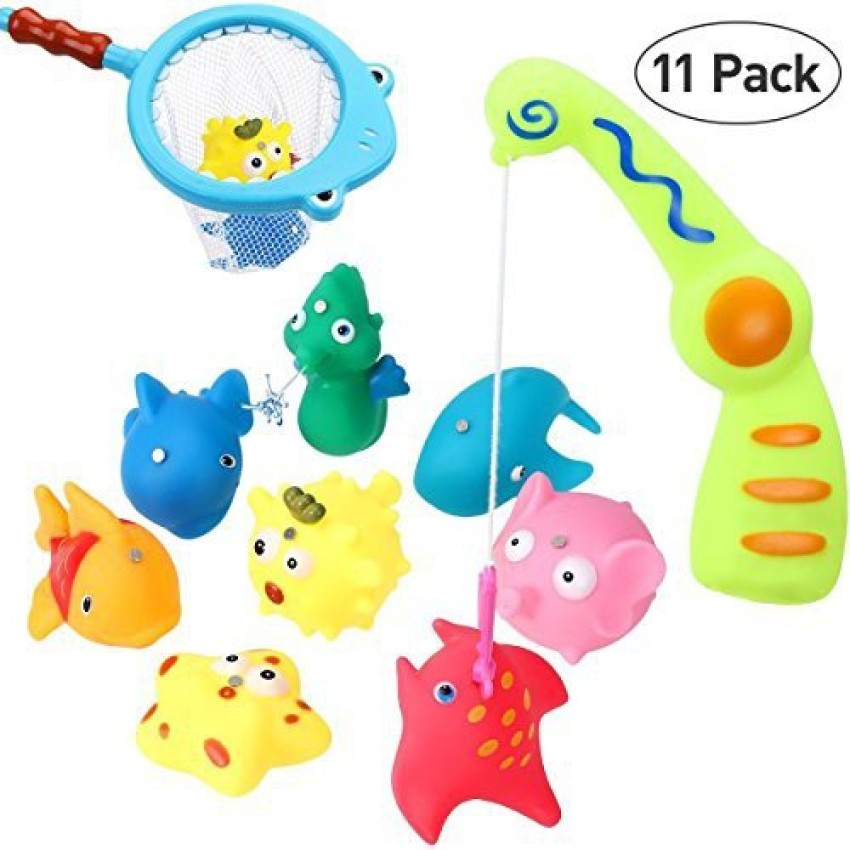 iBaseToy iBaseToy Bath Toy Fishing Game - Catch Cute Fish in The Tub with  Magnetic Fishing Rod - Includes 8 Fish, Fishing Rod, Net and Storage Bag -  iBaseToy Bath Toy Fishing