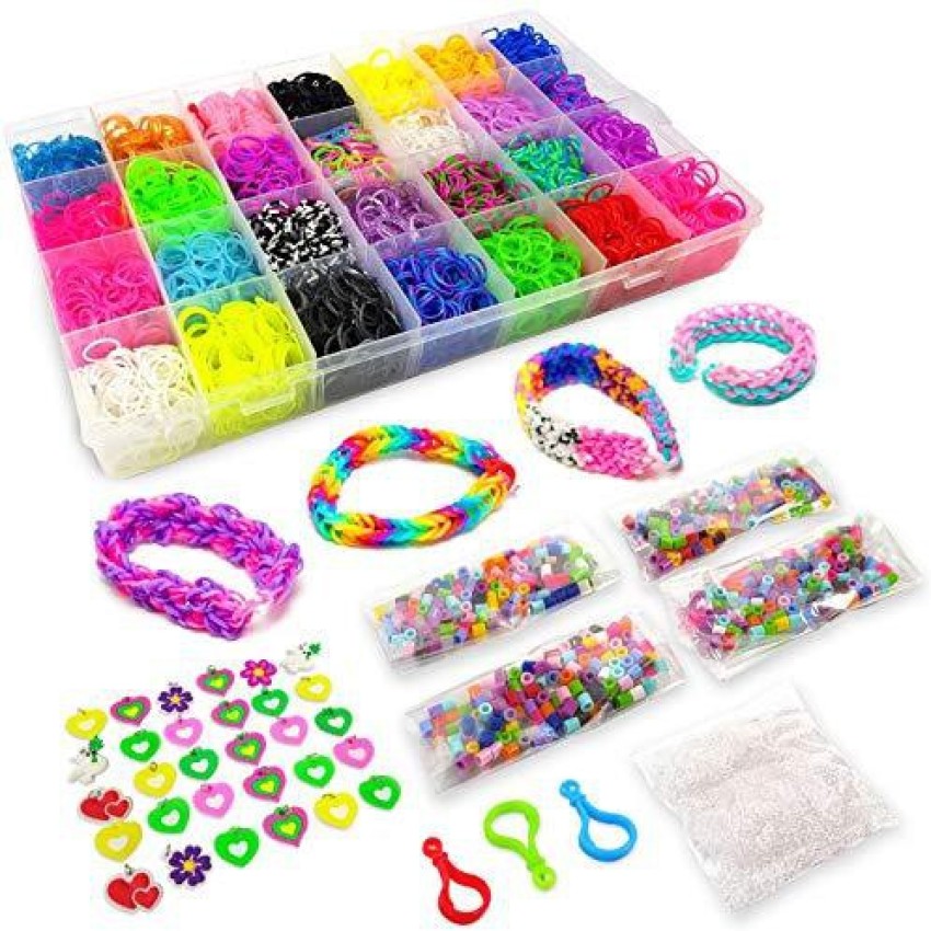 Toys World Shop 11500+ Rainbow Loom Bands Mega Refill Kit ? Rubber Band  Bracelet Kit For Kids ? 10500 Premium Crazy Loom Rubber Bands, 30 Charms, 5  Hooks, 250 Beads, 550 Clips ?