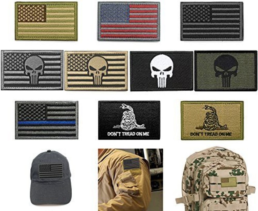 Genrc Bundle 10 Pieces Us Flag Velcro Patch American Flag Punisher Velcro  Patches Tactical Military Morale Patch Set - Bundle 10 Pieces Us Flag  Velcro Patch American Flag Punisher Velcro Patches Tactical