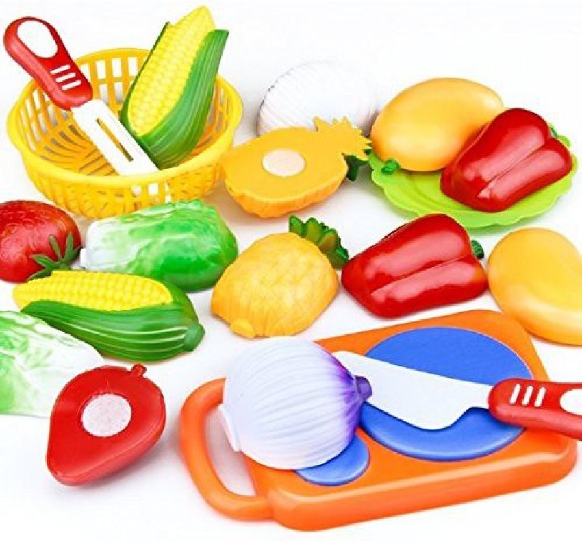 Kids Pretend Role Play Kitchen Fruit Vegetable Food Toy Cutting Set Gift
