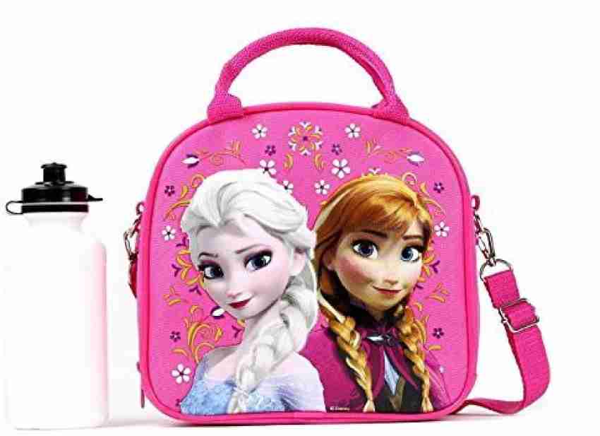 Flipkart Goodyplus Disney Frozen Lunch Box Carry Bag with Shoulder Strap and Water Bottle PINK Waterproof Lunch Bag Lunch Bag