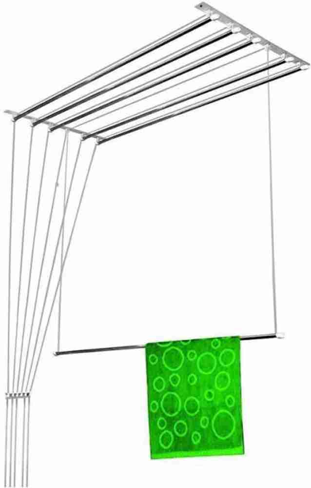 NR Industries Steel Ceiling Cloth Dryer Stand Rust Proof 6 Pipe X 7 Feet Individual Dropdown Stainless Steel Ceiling Clothes Hanger Roof Mount Stainless Steel Ceiling Cloth Dryer Stand Steel Stainless...