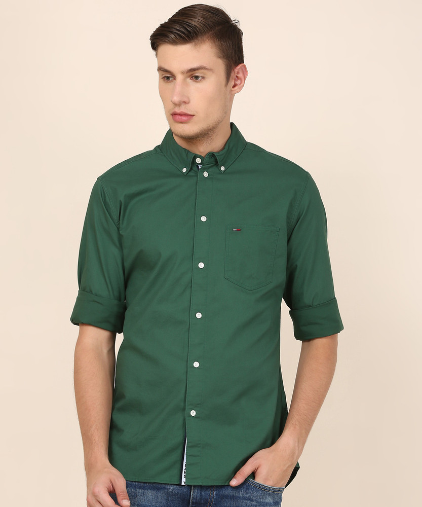 TOMMY HILFIGER Men Solid Casual Green Shirt Buy TOMMY HILFIGER