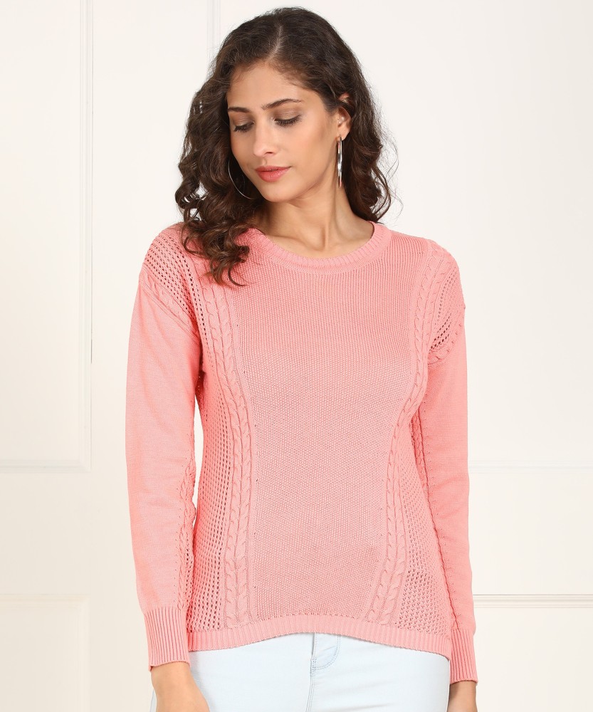 AEROPOSTALE Self Design Round Neck Casual Women Pink Sweater Buy AEROPOSTALE Self Design Round Neck Casual Women Pink Sweater Online at Best Prices in India Flipkart