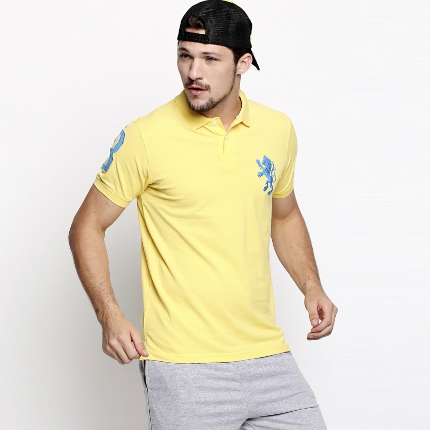 FBB SPUNK Solid Men Polo Neck Yellow T Shirt Buy FBB SPUNK