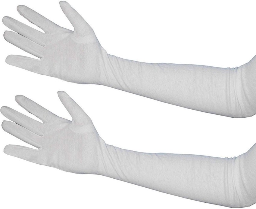 BIKEWAY Women's Cotton Full Hand Sun Protection Gloves White_Free