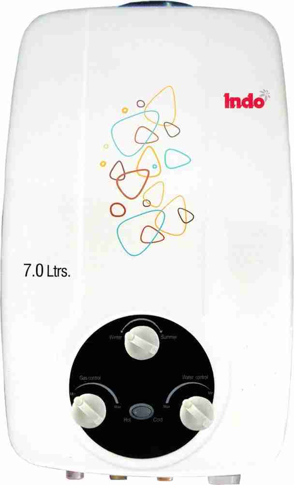 Indo 7 L Gas Water Geyser (7 LTR INSE 1.2 Gas Heater, White) Price in India  - Buy Indo 7 L Gas Water Geyser (7 LTR INSE 1.2 Gas Heater, White) online  at Flipkart.com