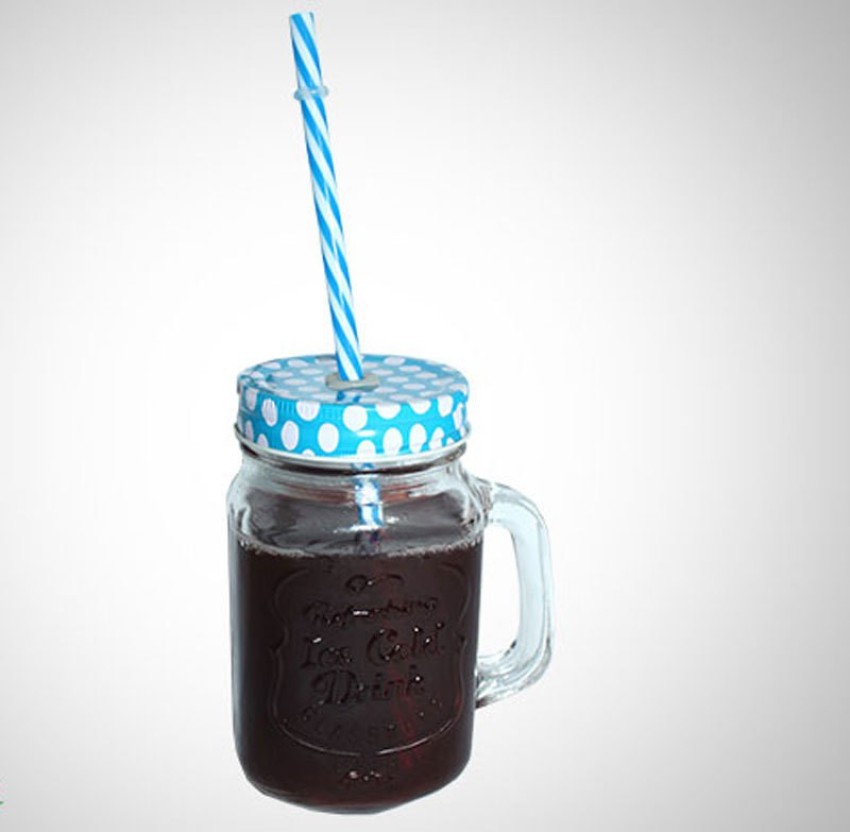 Buy CASADOMANI Glass Mason Jar Mug with Lid and Straw Smoothie Ice