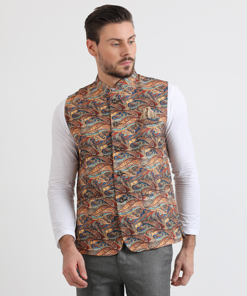 Hangup Sleeveless Paisley Men Nehru Jacket