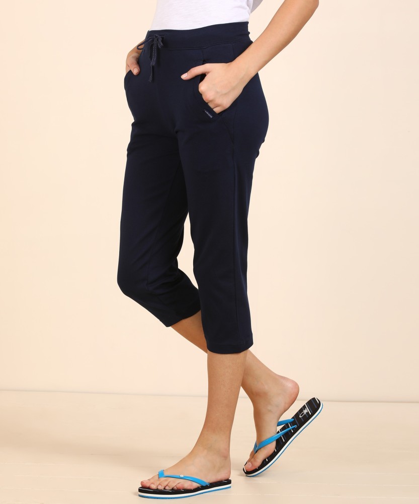 Buy Online Plus Size Women Navy Solid Regular Fit Capris at best price   Plussin
