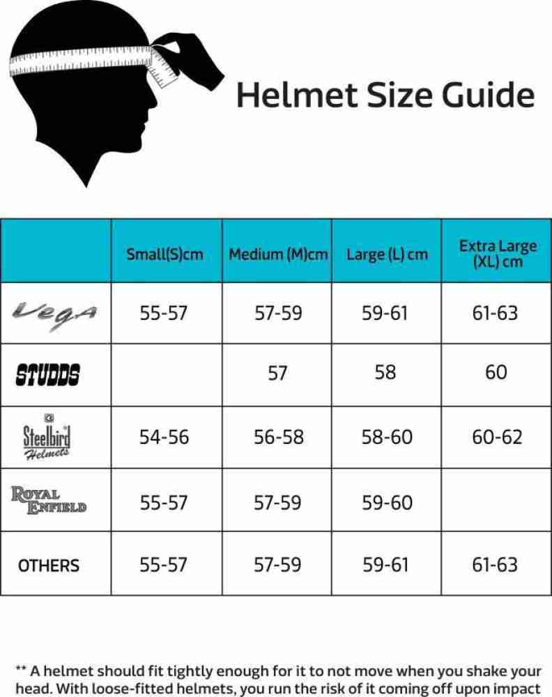 Mens bike discount helmet size guide