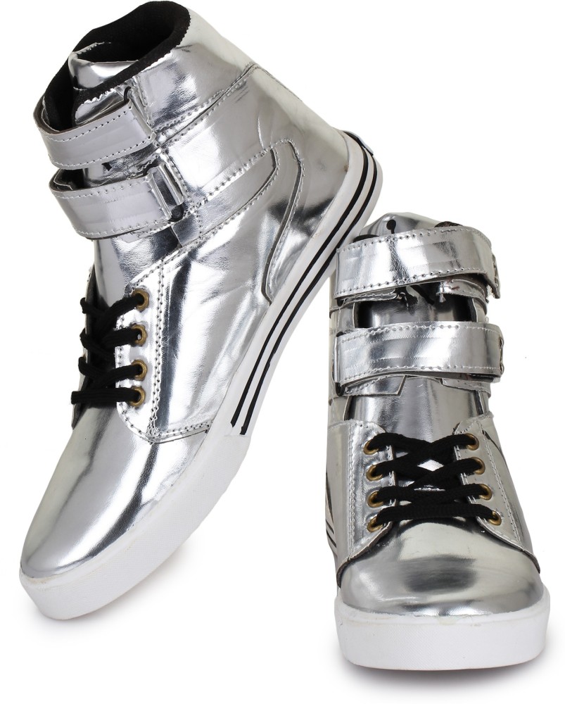 Silver high outlet top shoes