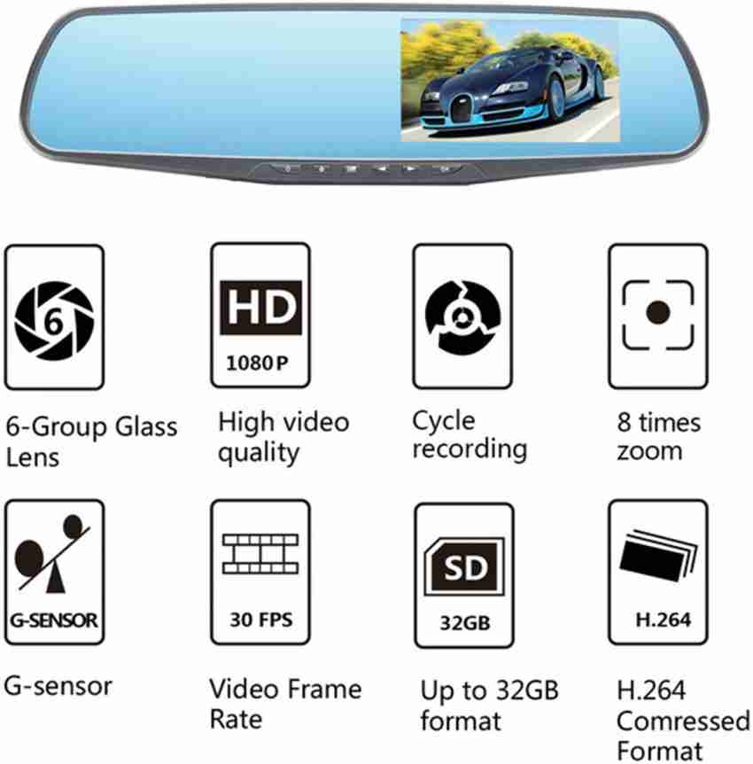 Rearview Mirror Dual Camera 4.3 HD LCD Touch Screen 1080p Dash Cam  Recorder, Universal Mount, Android System, WIFI